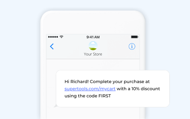 Abandoned cart SMS template 