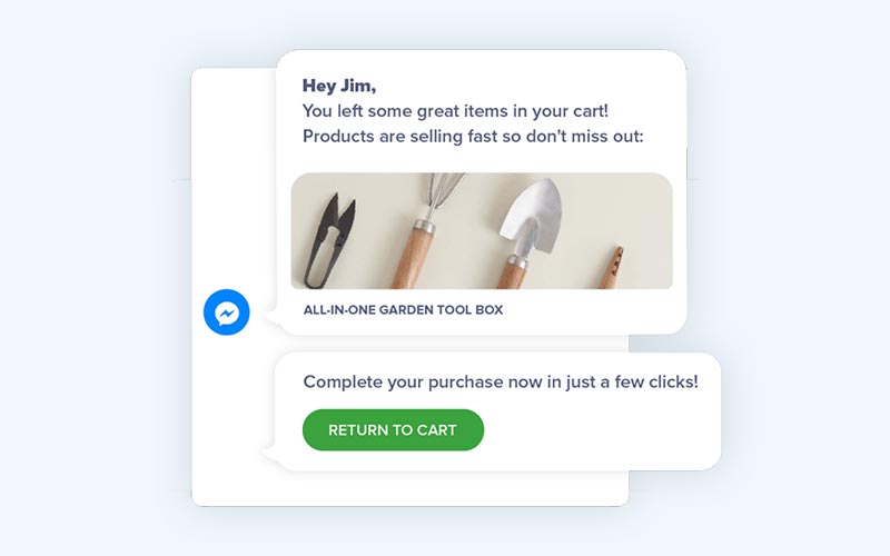 Abandoned cart recovery Facebook Message template