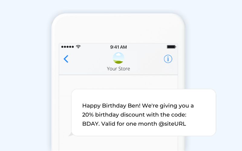 Birthday ecommerce SMS template