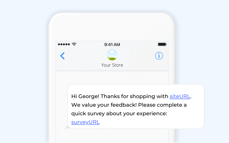 Customer feedback ecommerce SMS template