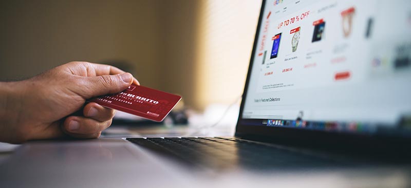 Customer about to make eCommerce purchase with credit card