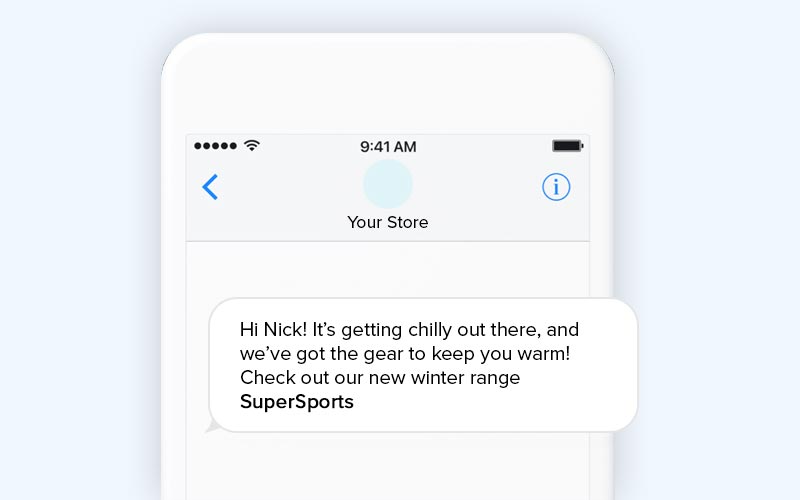 SMS marketing for eCommerce example