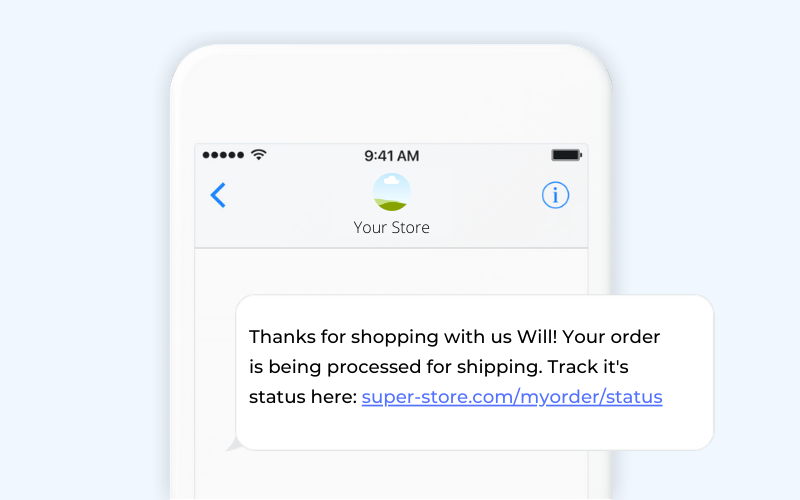 Order confirmation ecommerce SMS template