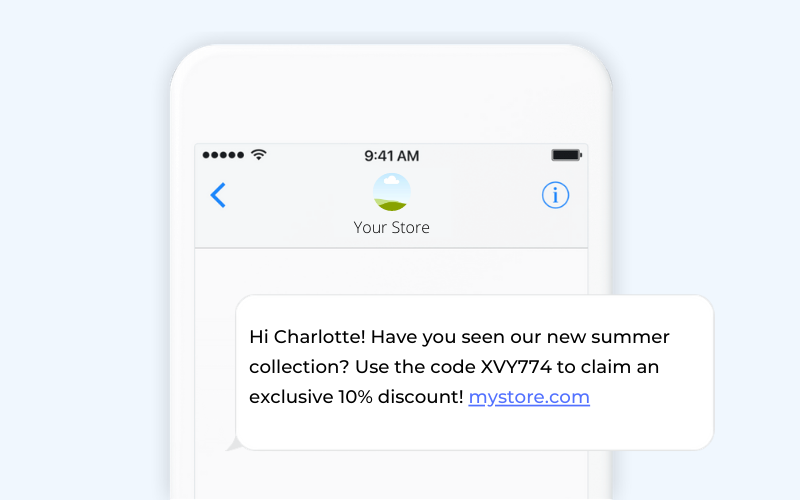 Promotional discount ecommerce SMS template