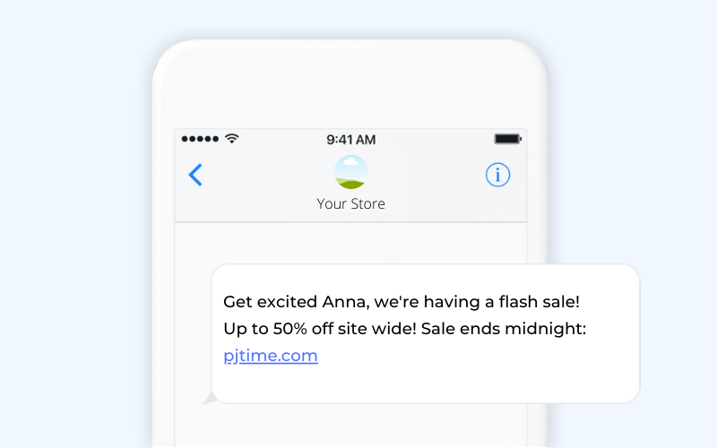 Upcoming sale ecommerce SMS template